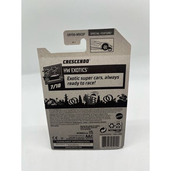 Hot Wheels 234/250 HW Exotics 7/10 CRESCENDO Yellow w/Gray RA Spoke Wheels - Picture 4 of 4